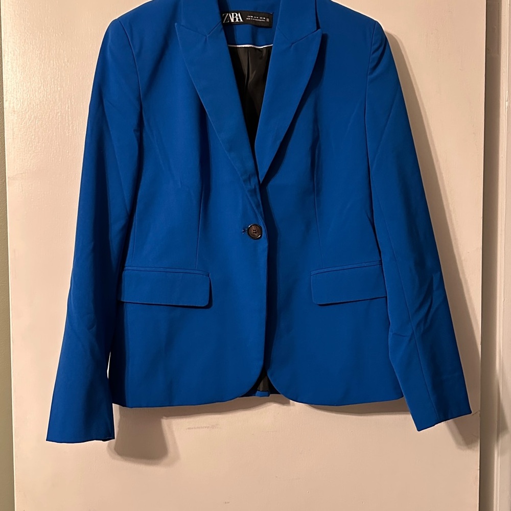 Zara Blue Tailored Blazer with Notched Lapel